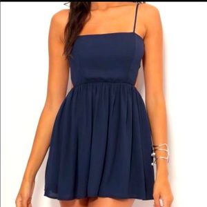 Janey Chiffon A- line Dress Navy
